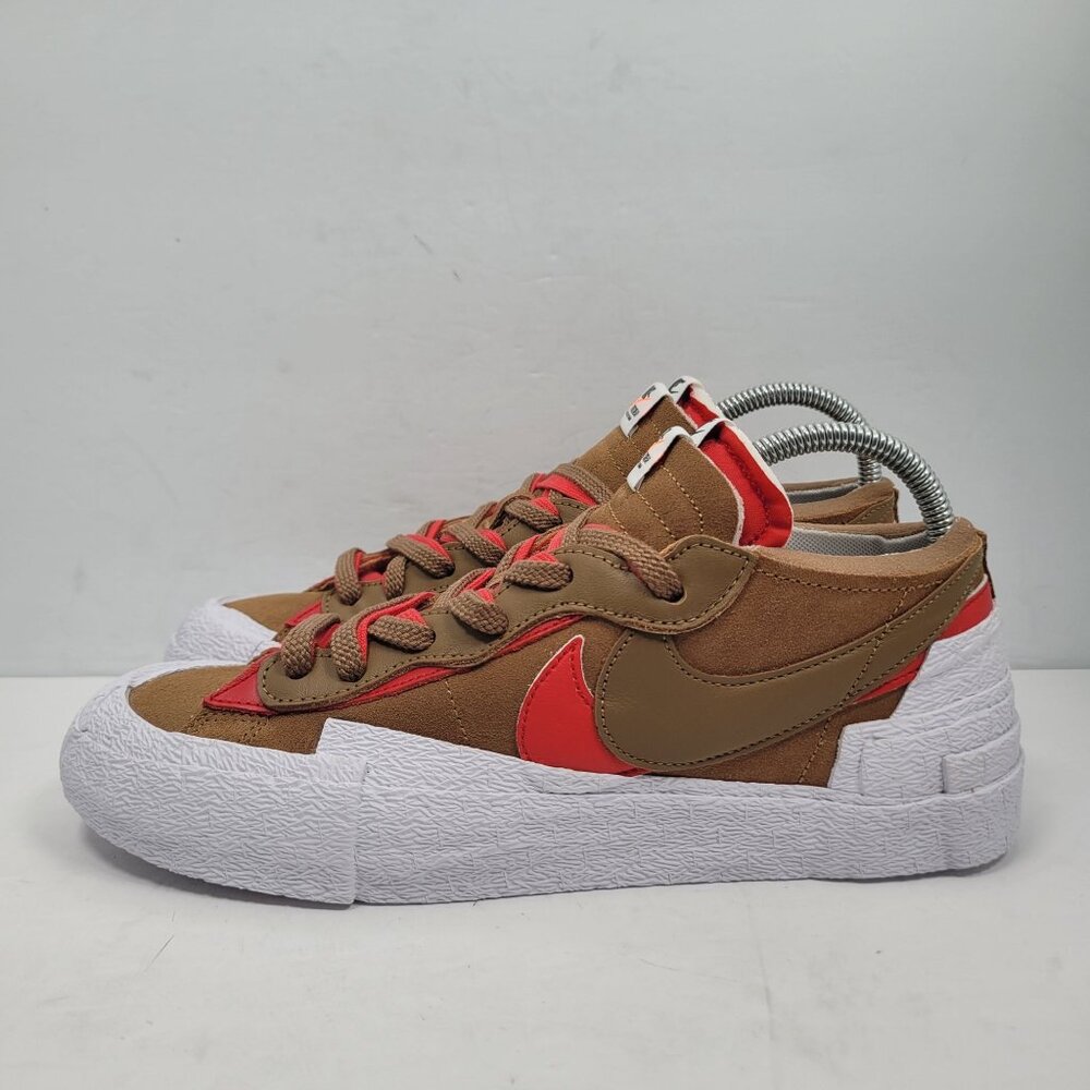 Nike Blazer Low / Sacai Men's Brown & Red Sneakers DD1877-200 US  Size 9 NWB - Picture 4 of 10